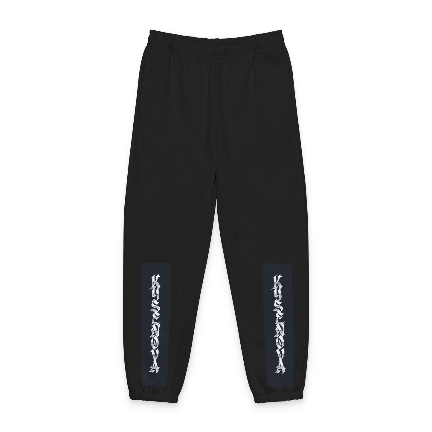 Emberscript Graphic Sweatpants — Vertical Script Leg Design