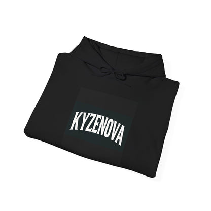 Kyzenova Logo Hoodie — Minimal Black Square Graphic Pullover