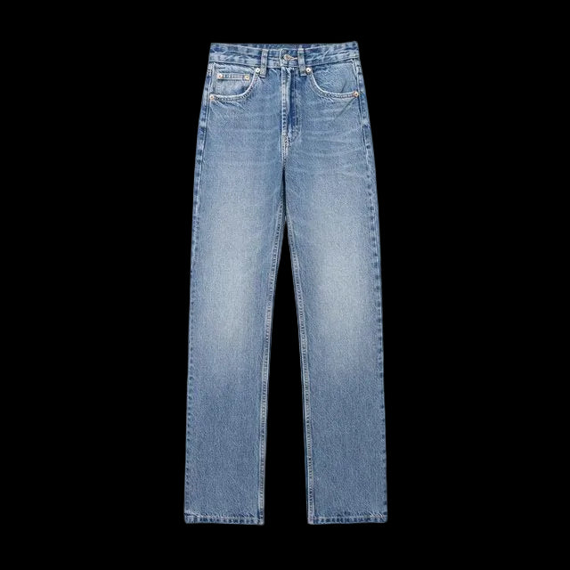 Light blue jeans on a white background