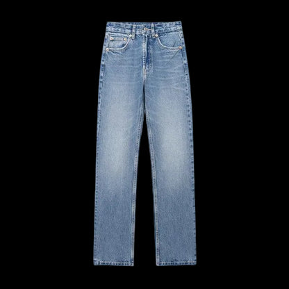 Light blue jeans on a white background