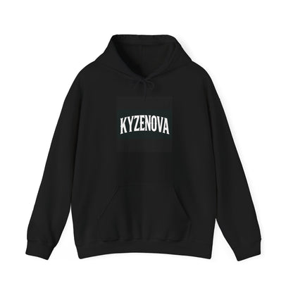 Kyzenova Logo Hoodie — Minimal Black Square Graphic Pullover